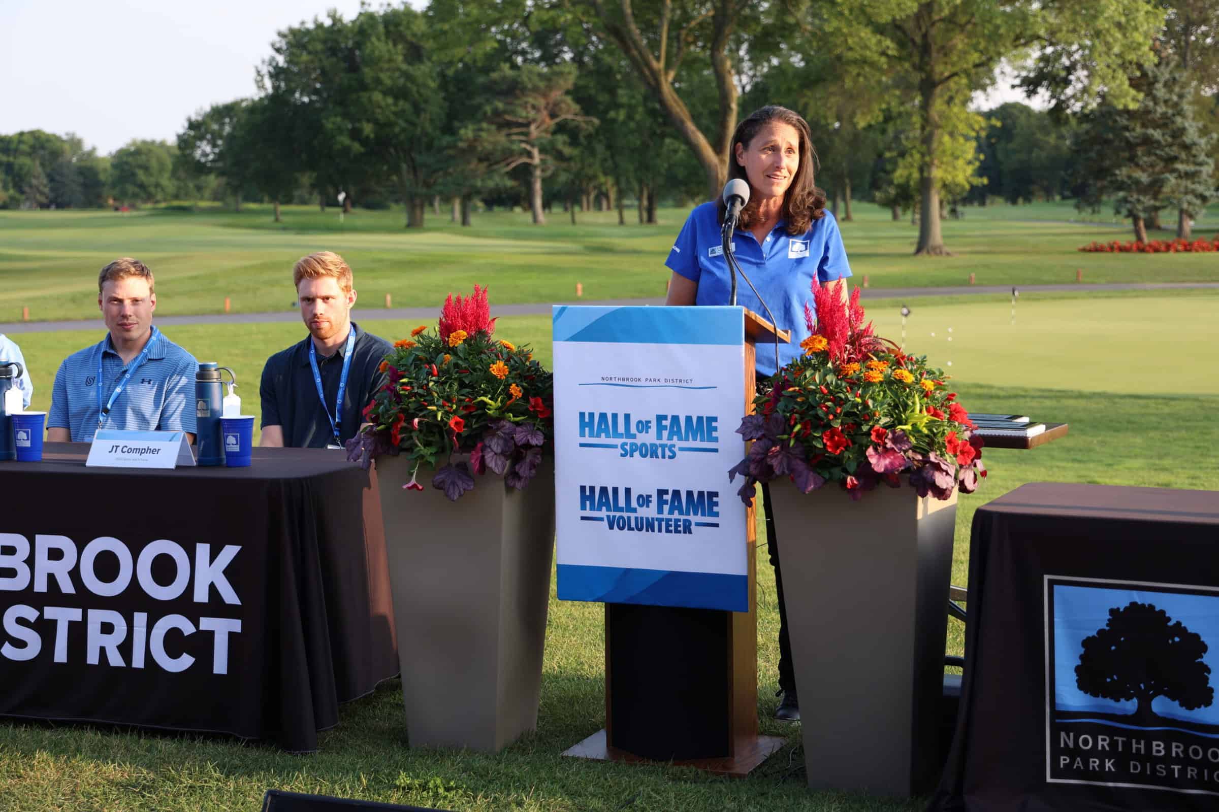 Park Board of Commissioners President Lisa Chalem speaks at the 2023 Hall of Fame Induction Ceremony.
