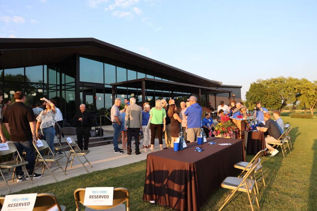 Attendees gathered outside the Heritage Oaks Golf Club at the 2023 Hall of Fame Induction Ceremony.
