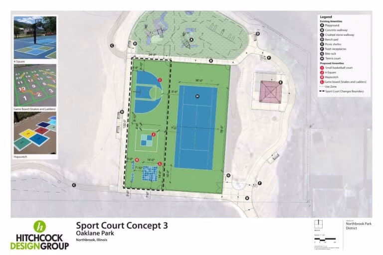 Sport Court Concept 3 Includes small-court Basketball, 4-Square, Hopscotch (2), Game Board